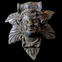 A Bronze Applique with Satyr Bust