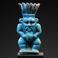 A Large Egyptian Faience Amulet of Bes