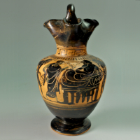 A Black-Figure Oinochoe, Attributed to the Gela Painter